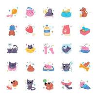 Set of Cats and Dogs Flat Stickers vector