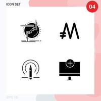 Set of 4 Modern UI Icons Symbols Signs for chain learining link coin education Editable Vector Design Elements