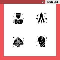 Pictogram Set of 4 Simple Solid Glyphs of man add repair compass hard Editable Vector Design Elements