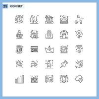 Group of 25 Lines Signs and Symbols for handicapped sticks bank music drum Editable Vector Design Elements