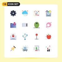 Modern Set of 16 Flat Colors and symbols such as file folder engagement promotion mail Editable Pack of Creative Vector Design Elements