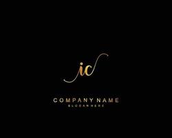 Initial IC beauty monogram and elegant logo design, handwriting logo of initial signature, wedding, fashion, floral and botanical with creative template. vector