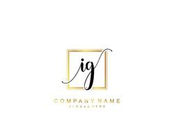 Initial IG beauty monogram and elegant logo design, handwriting logo of initial signature, wedding, fashion, floral and botanical with creative template. vector