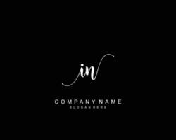 Initial IN beauty monogram and elegant logo design, handwriting logo of initial signature, wedding, fashion, floral and botanical with creative template. vector