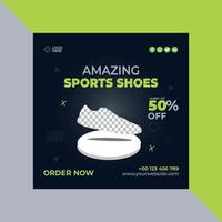 New editable minimal square Amazing sports shoes banner template. Suitable for social media posts and web or internet ads. Vector illustration with Photo College.