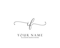 Initial IF beauty monogram and elegant logo design, handwriting logo of initial signature, wedding, fashion, floral and botanical with creative template. vector