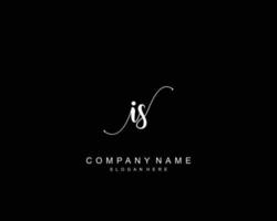 Initial IS beauty monogram and elegant logo design, handwriting logo of initial signature, wedding, fashion, floral and botanical with creative template. vector