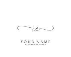 Initial IE beauty monogram and elegant logo design, handwriting logo of initial signature, wedding, fashion, floral and botanical with creative template. vector