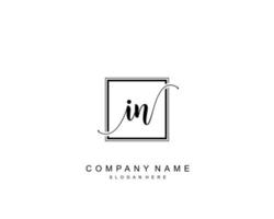 Initial IN beauty monogram and elegant logo design, handwriting logo of initial signature, wedding, fashion, floral and botanical with creative template. vector