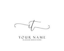 Initial IT beauty monogram and elegant logo design, handwriting logo of initial signature, wedding, fashion, floral and botanical with creative template. vector