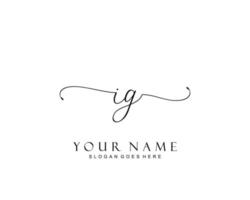 Initial IG beauty monogram and elegant logo design, handwriting logo of initial signature, wedding, fashion, floral and botanical with creative template. vector