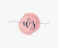 Initial WZ feminine logo. Usable for Nature, Salon, Spa, Cosmetic and Beauty Logos. Flat Vector Logo Design Template Element.