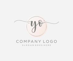 Initial YO feminine logo. Usable for Nature, Salon, Spa, Cosmetic and Beauty Logos. Flat Vector Logo Design Template Element.