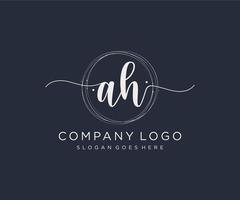 logotipo femenino inicial ah. utilizable para logotipos de naturaleza, salón, spa, cosmética y belleza. elemento de plantilla de diseño de logotipo de vector plano.