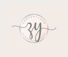 Initial ZY feminine logo. Usable for Nature, Salon, Spa, Cosmetic and Beauty Logos. Flat Vector Logo Design Template Element.