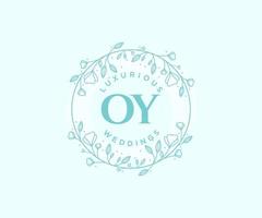 OY Initials letter Wedding monogram logos template, hand drawn modern minimalistic and floral templates for Invitation cards, Save the Date, elegant identity. vector