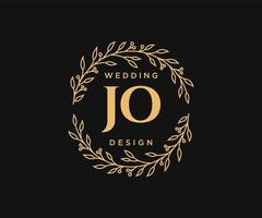 colección de logotipos de monograma de boda con letras iniciales jo, plantillas florales y minimalistas modernas dibujadas a mano para tarjetas de invitación, guardar la fecha, identidad elegante para restaurante, boutique, café en vector