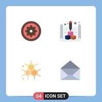 Set of 4 Commercial Flat Icons pack for drink chemist kiwi blueprint science Editable Vector Design Elements