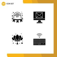 Modern Set of Solid Glyphs and symbols such as day chinese women email new Editable Vector Design Elements