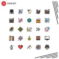 conjunto de 25 iconos modernos de la interfaz de usuario signos de símbolos para la bolsa rx llamada farmacia brian elementos de diseño vectorial editables vector