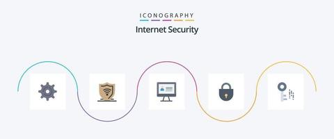 Internet Security Flat 5 Icon Pack Including . security. internet. internet. locked vector