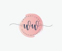 logotipo femenino ww inicial. utilizable para logotipos de naturaleza, salón, spa, cosmética y belleza. elemento de plantilla de diseño de logotipo de vector plano.