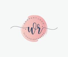 Initial WR feminine logo. Usable for Nature, Salon, Spa, Cosmetic and Beauty Logos. Flat Vector Logo Design Template Element.