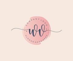 Initial WV feminine logo. Usable for Nature, Salon, Spa, Cosmetic and Beauty Logos. Flat Vector Logo Design Template Element.