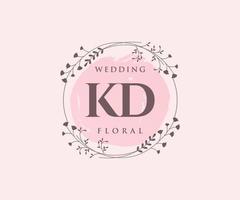 KD Initials letter Wedding monogram logos template, hand drawn modern minimalistic and floral templates for Invitation cards, Save the Date, elegant identity. vector