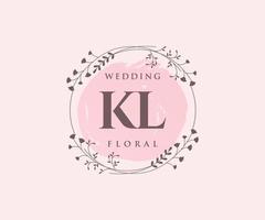 KL Initials letter Wedding monogram logos template, hand drawn modern minimalistic and floral templates for Invitation cards, Save the Date, elegant identity. vector