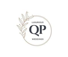 QP Initials letter Wedding monogram logos template, hand drawn modern minimalistic and floral templates for Invitation cards, Save the Date, elegant identity. vector