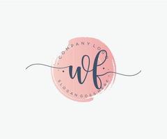 Initial WF feminine logo. Usable for Nature, Salon, Spa, Cosmetic and Beauty Logos. Flat Vector Logo Design Template Element.