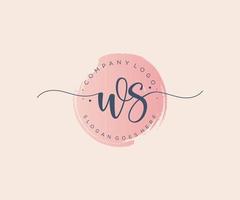 Initial WS feminine logo. Usable for Nature, Salon, Spa, Cosmetic and Beauty Logos. Flat Vector Logo Design Template Element.