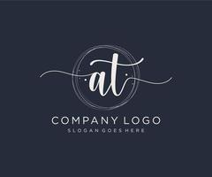 Initial AT feminine logo. Usable for Nature, Salon, Spa, Cosmetic and Beauty Logos. Flat Vector Logo Design Template Element.