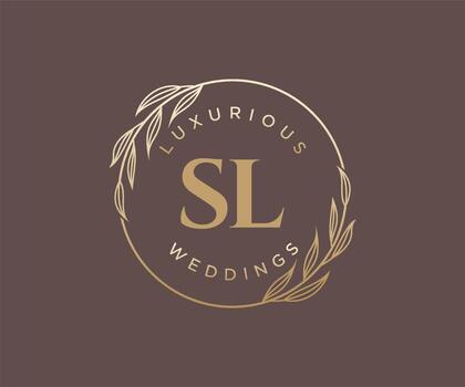 SL Initials letter Wedding monogram logos template, hand drawn modern minimalistic and floral templates for Invitation cards, Save the Date, elegant identity. vector