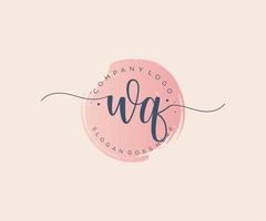 Initial WQ feminine logo. Usable for Nature, Salon, Spa, Cosmetic and Beauty Logos. Flat Vector Logo Design Template Element.