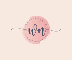 Initial WN feminine logo. Usable for Nature, Salon, Spa, Cosmetic and Beauty Logos. Flat Vector Logo Design Template Element.