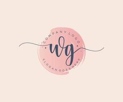 Initial WG feminine logo. Usable for Nature, Salon, Spa, Cosmetic and Beauty Logos. Flat Vector Logo Design Template Element.