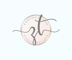 Initial ZT feminine logo. Usable for Nature, Salon, Spa, Cosmetic and Beauty Logos. Flat Vector Logo Design Template Element.