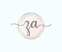 Initial ZA feminine logo. Usable for Nature, Salon, Spa, Cosmetic and Beauty Logos. Flat Vector Logo Design Template Element.