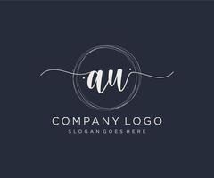 Initial AU feminine logo. Usable for Nature, Salon, Spa, Cosmetic and Beauty Logos. Flat Vector Logo Design Template Element.