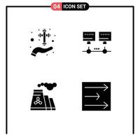 Pictogram Set of 4 Simple Solid Glyphs of care pollution christian network smoke Editable Vector Design Elements