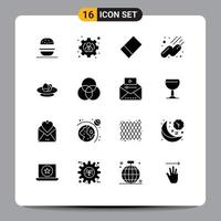 Mobile Interface Solid Glyph Set of 16 Pictograms of color nest satellite egg celebration Editable Vector Design Elements