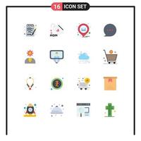 16 iconos creativos, signos y símbolos modernos de servicio, ubicación del cliente, llamada, chat, paquete editable de elementos creativos de diseño de vectores. vector