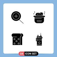 4 User Interface Solid Glyph Pack of modern Signs and Symbols of in talkie bath bread radio Editable Vector Design Elements