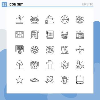 User Interface Pack of 25 Basic Lines of package investment food graph analysis Editable Vector Design Elements