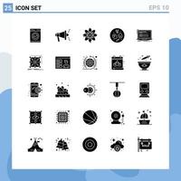 User Interface Pack of 25 Basic Solid Glyphs of data monoblock nuclear computer code Editable Vector Design Elements