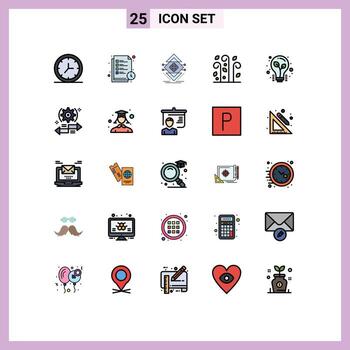 25 User Interface Filled line Flat Color Pack of modern Signs and Symbols of light wind data thanksgiving blowing Editable Vector Design Elements