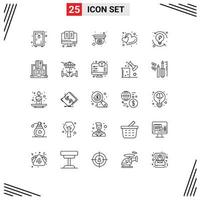 Line Pack of 25 Universal Symbols of progression development camera two love Editable Vector Design Elements
