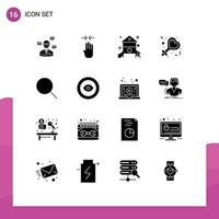 conjunto de 16 iconos modernos de la interfaz de usuario signos de símbolos para el signo de búsqueda pellizcar elementos de diseño vectorial editables de la escuela infantil femenina vector